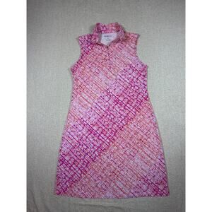 IBKul Women M Orange Pink Geometric  Sleeveless Golf Travel Athleisure Dress